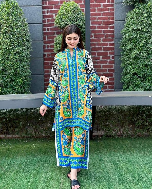 Stunning Printed Women's Stitched Shirt & Trouser Set 2