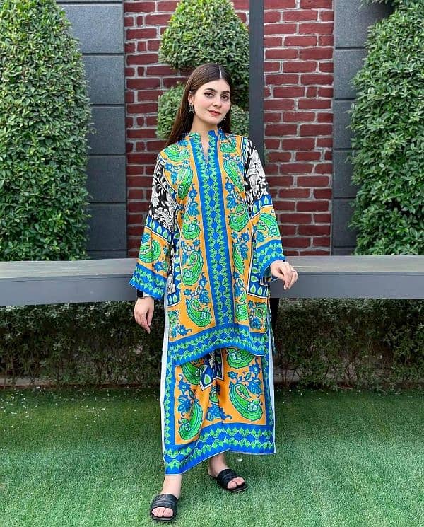 Stunning Printed Women's Stitched Shirt & Trouser Set 3