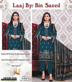 3 Pcs Women's Unstitched Lawn Embroidered Suit