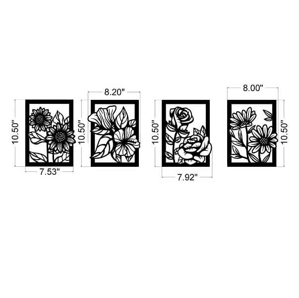 4 pieces flower design wall hanging 3