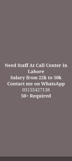 Need Staff At Call Center In Lahore || 50+ Required