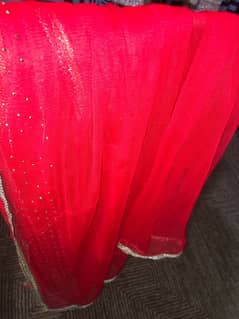 red and golden colour frock