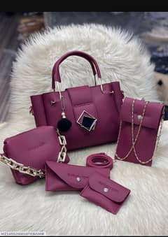 Stylish Women's leather hand bag set - 5 pieces stunning colours