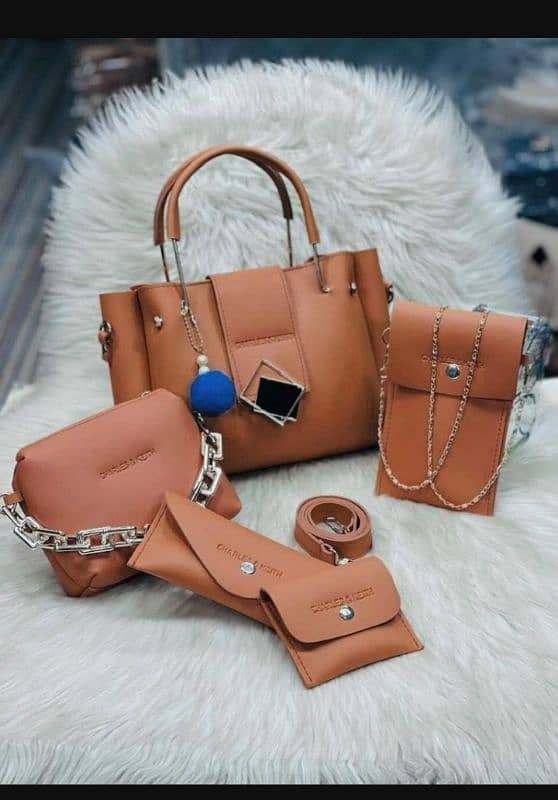 Stylish Women's leather hand bag set - 5 pieces stunning colours 1