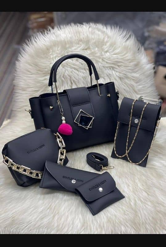 Stylish Women's leather hand bag set - 5 pieces stunning colours 3