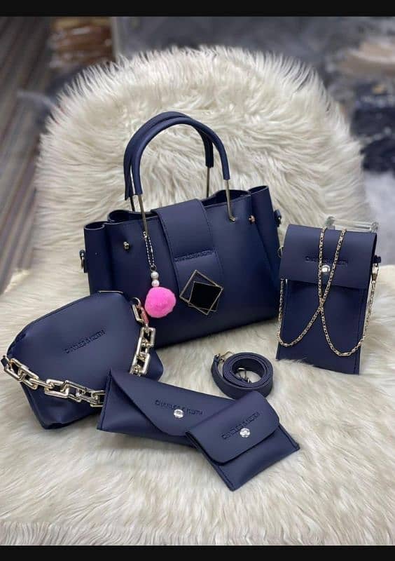 Stylish Women's leather hand bag set - 5 pieces stunning colours 5