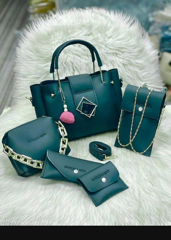 Stylish Women's leather hand bag set - 5 pieces stunning colours 6