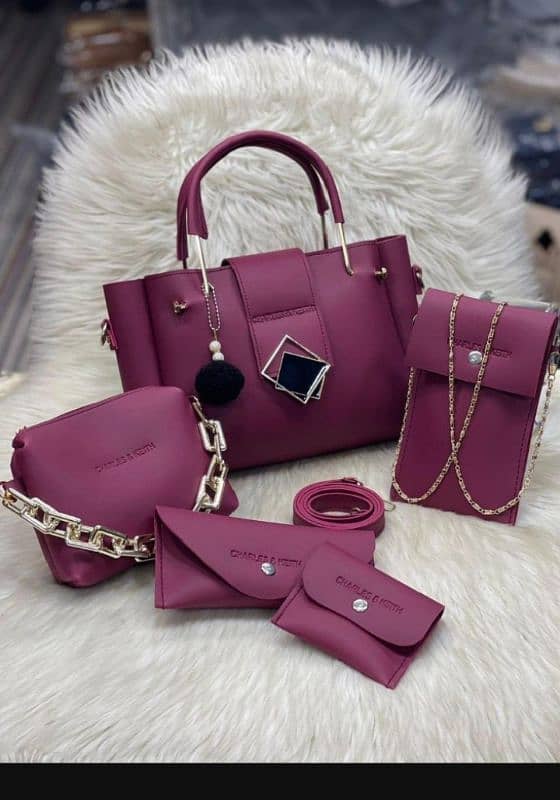 Stylish Women's leather hand bag set - 5 pieces stunning colours 7