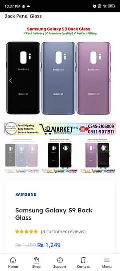 Samsung s9 original back glass and camera glass