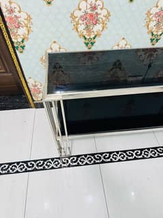 console table pure ss steel with black mirror