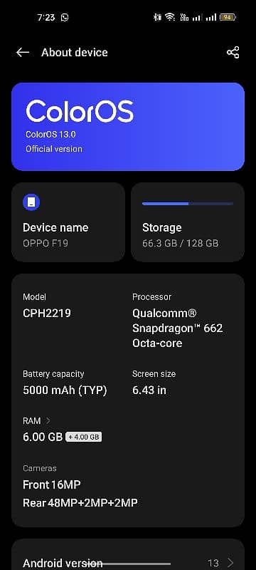 oppo f19 6/128 with box 6