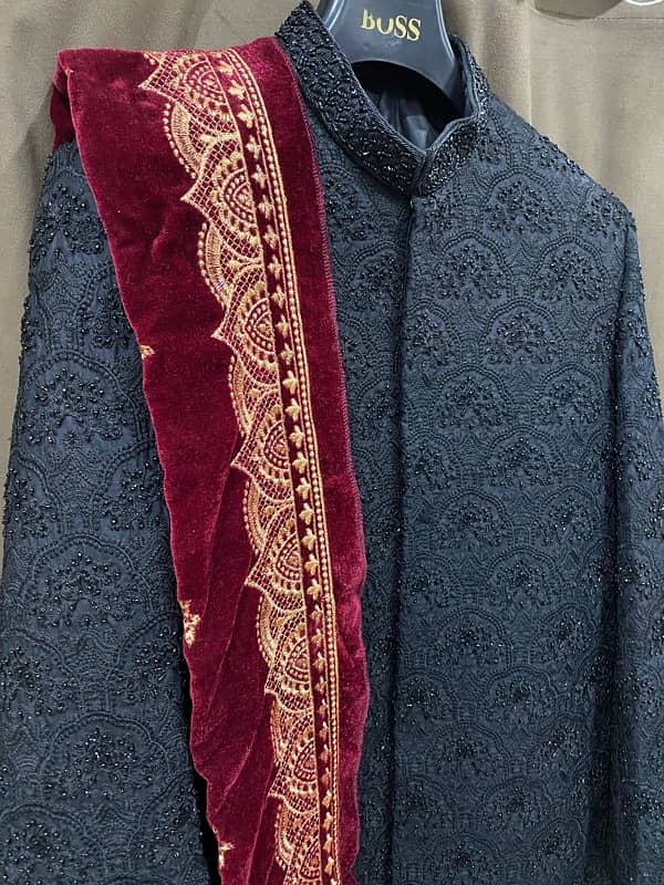 Groom Sherwani | Barat Sherwani | Wedding Sherwani | Black Sherwani 1