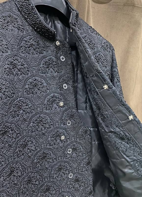 Groom Sherwani | Barat Sherwani | Wedding Sherwani | Black Sherwani 5