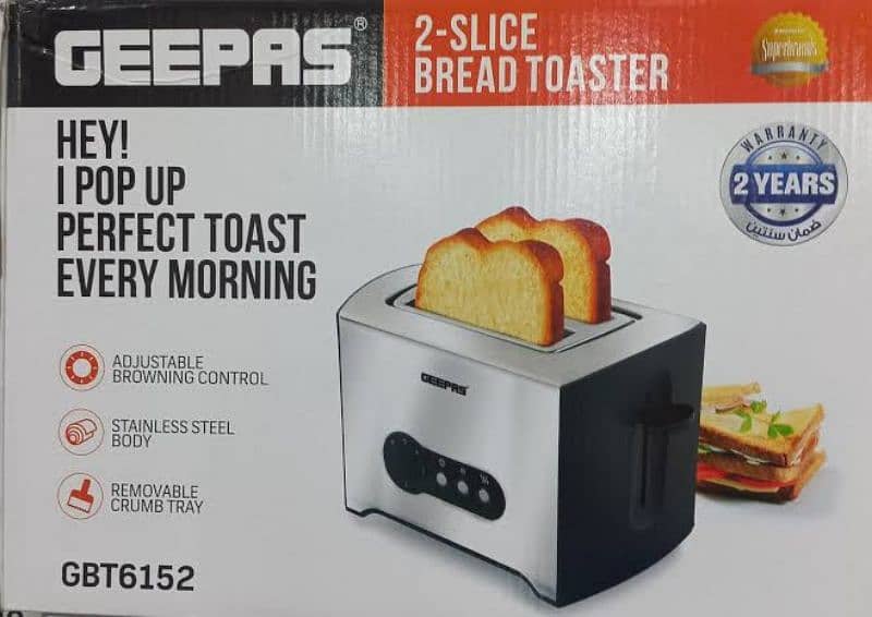 GEEPAS 2-Slice Bread Toaster 900w (GBT6152) 3