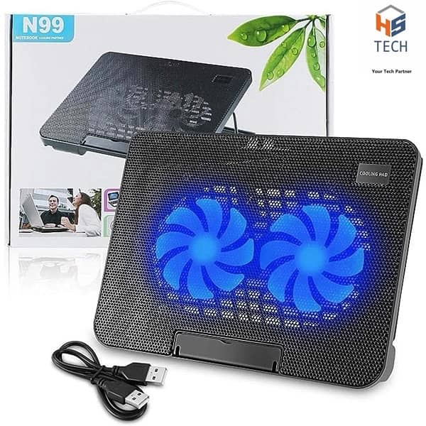 Speed-X N99 2 Fan Cooling Pad With 2 Usb & Light 0