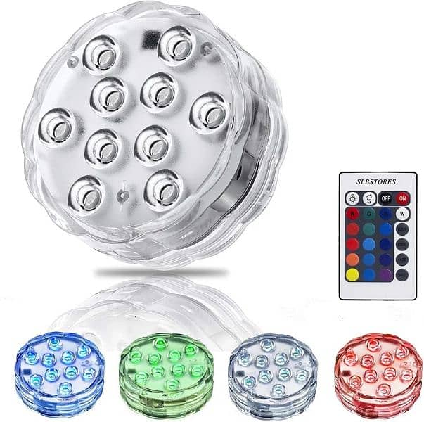 10 LED RGB SUBMERSIBLE LED LIGHT MULTI COLOR REMOTE CONTROL 0