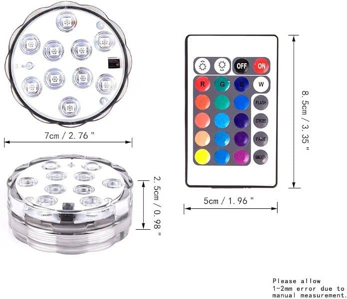 10 LED RGB SUBMERSIBLE LED LIGHT MULTI COLOR REMOTE CONTROL 1