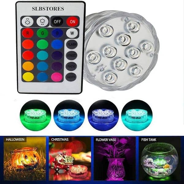 10 LED RGB SUBMERSIBLE LED LIGHT MULTI COLOR REMOTE CONTROL 3