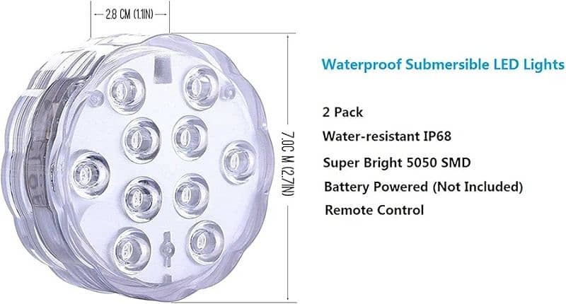 10 LED RGB SUBMERSIBLE LED LIGHT MULTI COLOR REMOTE CONTROL 6