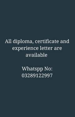 All diploma certificate experience letter and resume are available