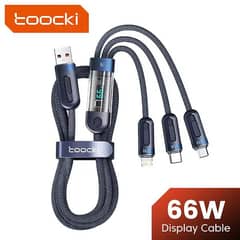 Toocki 3 in 1 USB Cable Micro USB Type C Cable 66W Fast