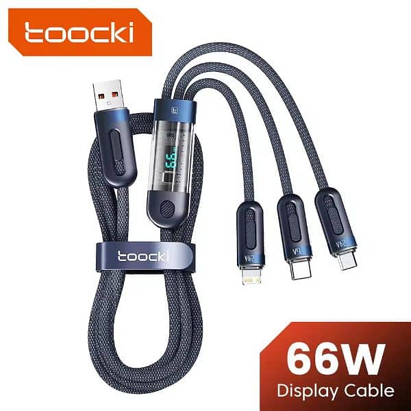 Toocki 3 in 1 USB Cable Micro USB Type C Cable 66W Fast 0