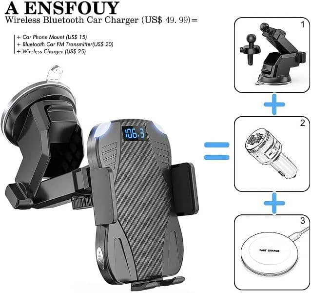 ENSFOUY WIRELESS CAR CHARGER BT FM TRANSMITTER 4