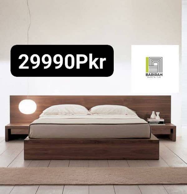 Modern Beds/Floor Beds/Bed With Side Tables/Full Headboard Beds 1