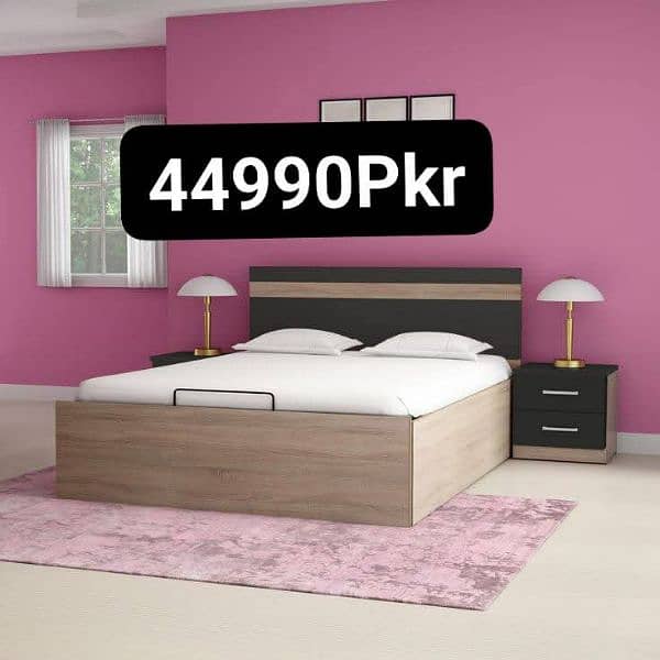 Modern Beds/Floor Beds/Bed With Side Tables/Full Headboard Beds 4