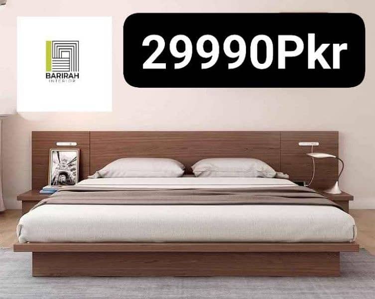 Modern Beds/Floor Beds/Bed With Side Tables/Full Headboard Beds 9