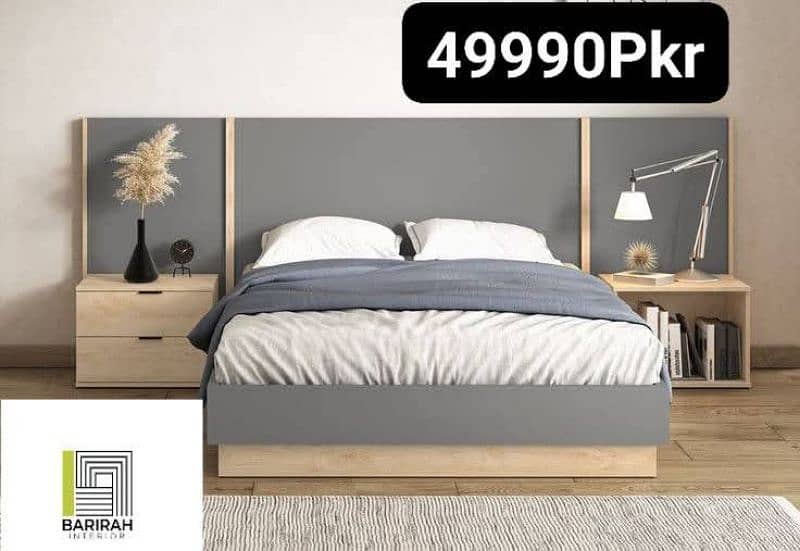 Modern Beds/Floor Beds/Bed With Side Tables/Full Headboard Beds 13