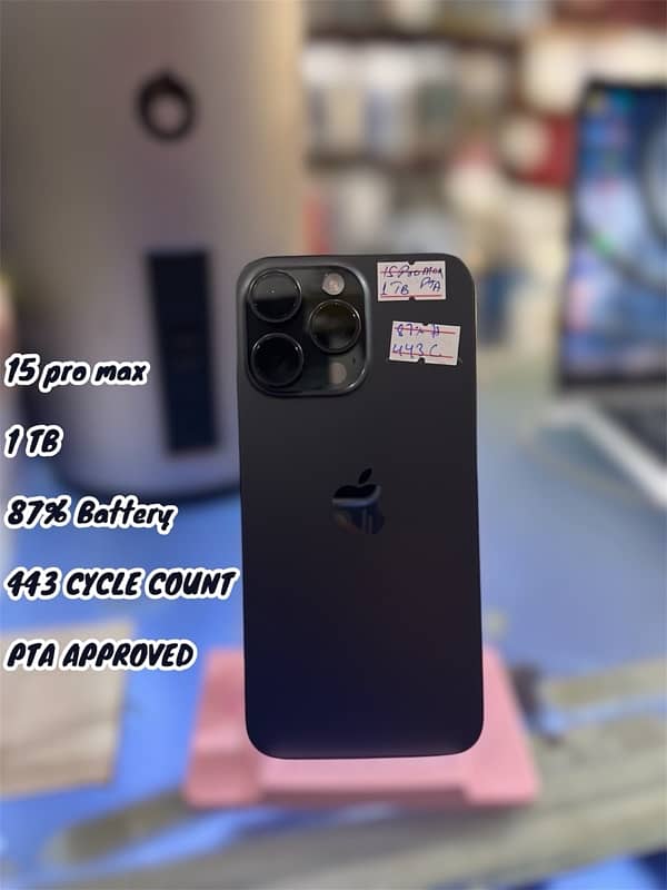 iPhone 15 Pro Max 1TB | PTA Approved | 87% Battery | Box & Cable 0