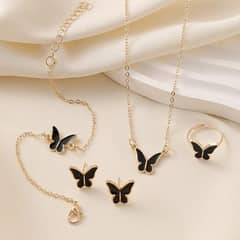 *Product Name*: Gold Plated Butterfly Design Jewelry Set - 4 Pcs