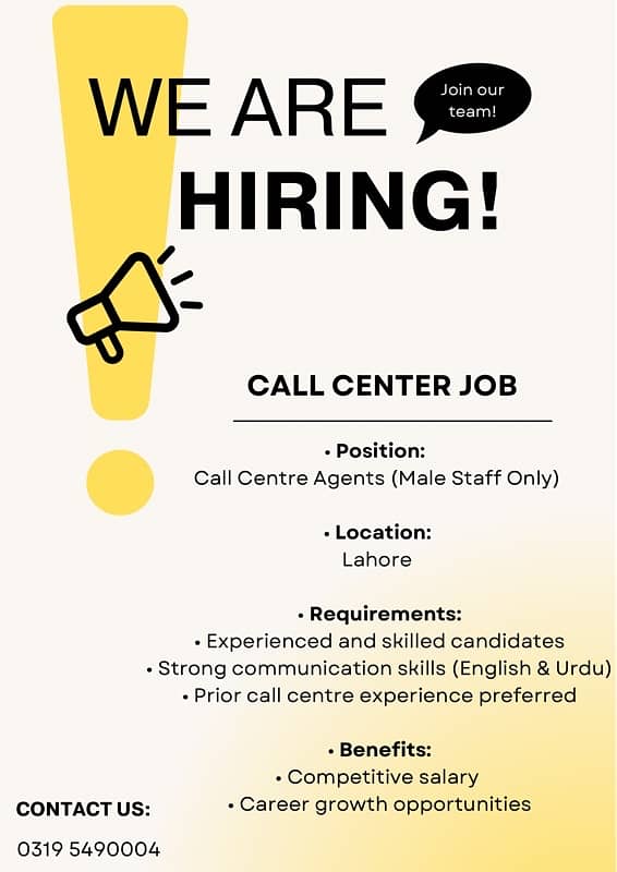 CALL CENTER JOB HIRING 03195490004 0