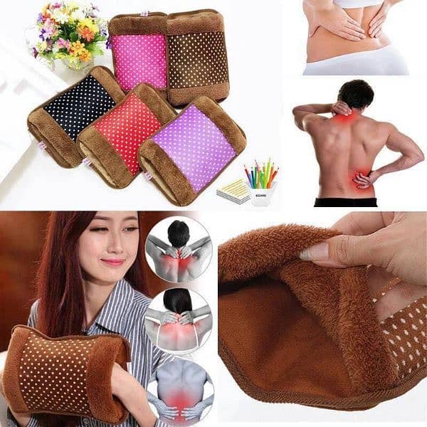 Electric Hot Water Velvet Bottle Heat Pad For Pain Relief – Multicolor 0