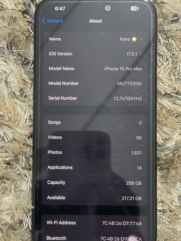 I phone 15 pro max PTA APPROVED 256 box gb black titanium 3