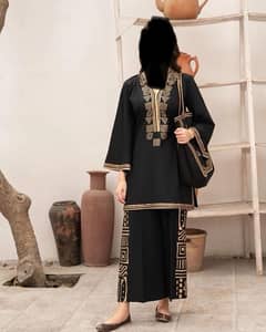 3 Pcs women stitched linen printed suit