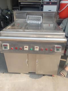 double deep fryer with sizzling 16/16 litter tank blower pizza oven