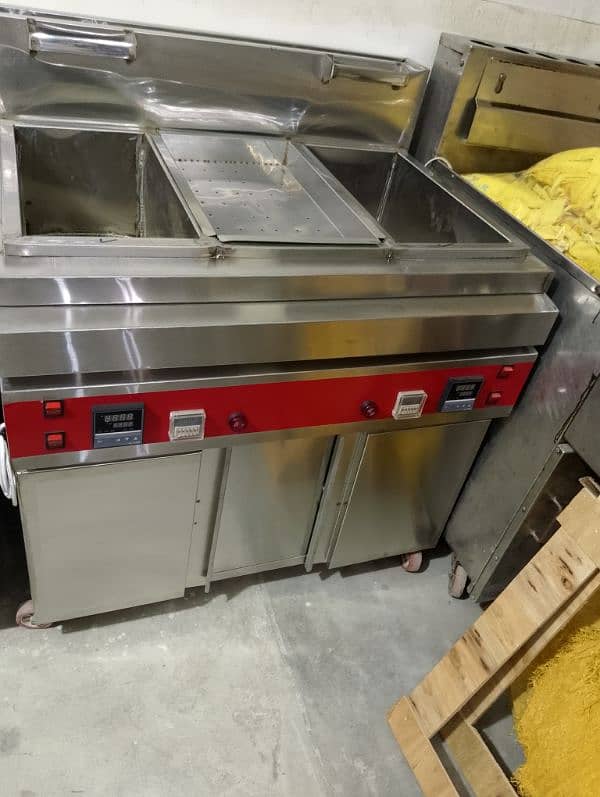 double deep fryer with sizzling 16/16 litter tank blower pizza oven 1