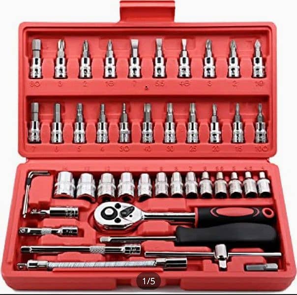 46-piece Socket Bit Ratchet Wrench Combination Set Toolkit 0