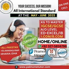 Home Tutor,Online Tutor,Home Tution,O/A level,Kg,Montess,IGCSE,English