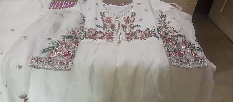 organza white dress in free size with plazo and Dupatta 0