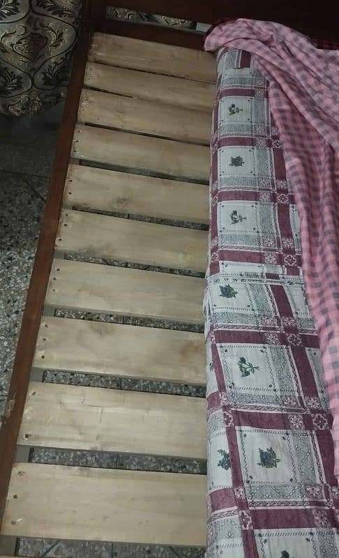 wooden double bed with mattress 1