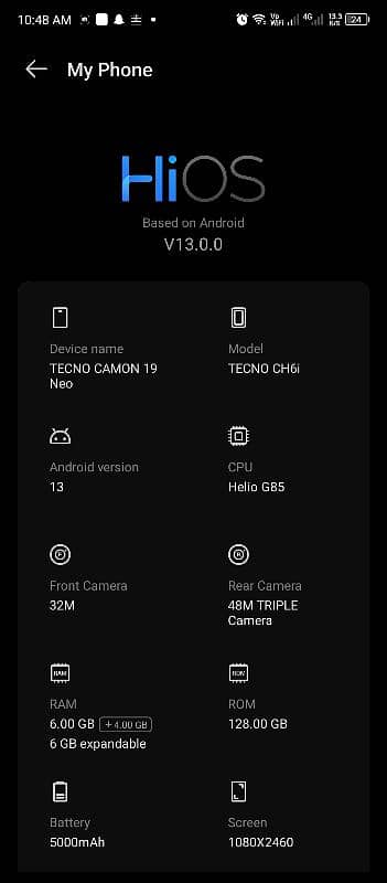 Tecno camon  19 neo 6