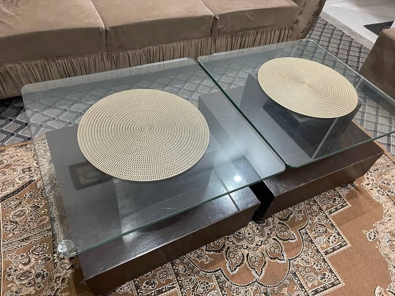 ORIGINAL HEAVY DUTY WOODEN TABLES WITH THICK MM GLASS 3