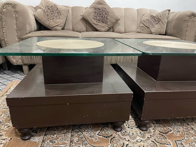 ORIGINAL HEAVY DUTY WOODEN TABLES WITH THICK MM GLASS 6