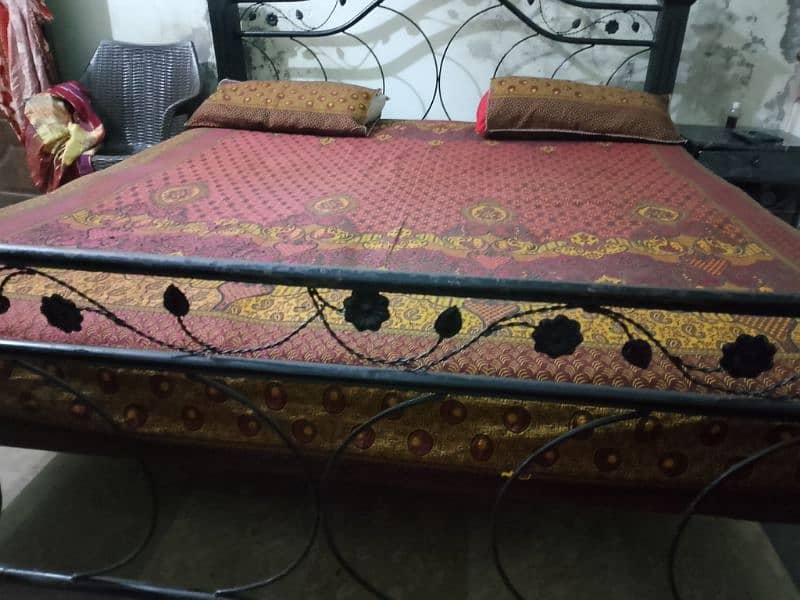 king size iron bed with mattress 0