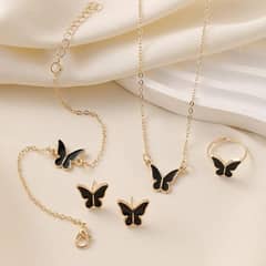 gold plated butterfly design jewellery 4 pcs