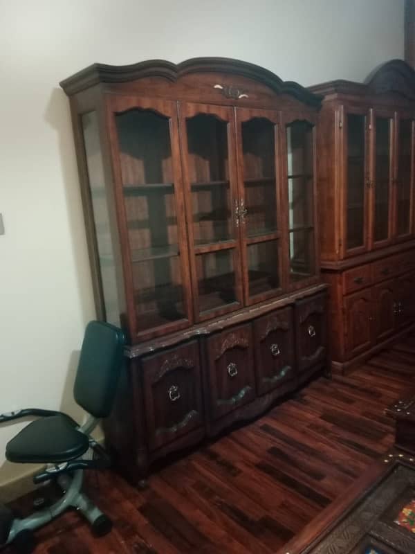 imported wooden crockery display cabinet. sturdy and solid 0