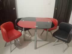 Glass Dinning Table 4 Chairs Imported